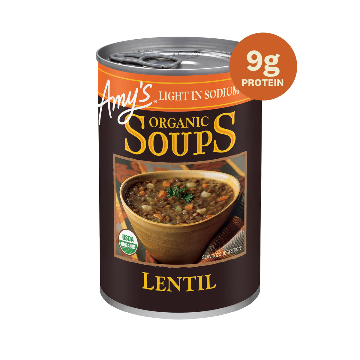 Amy's organic green lentils and vegetables shown for wholesome taste