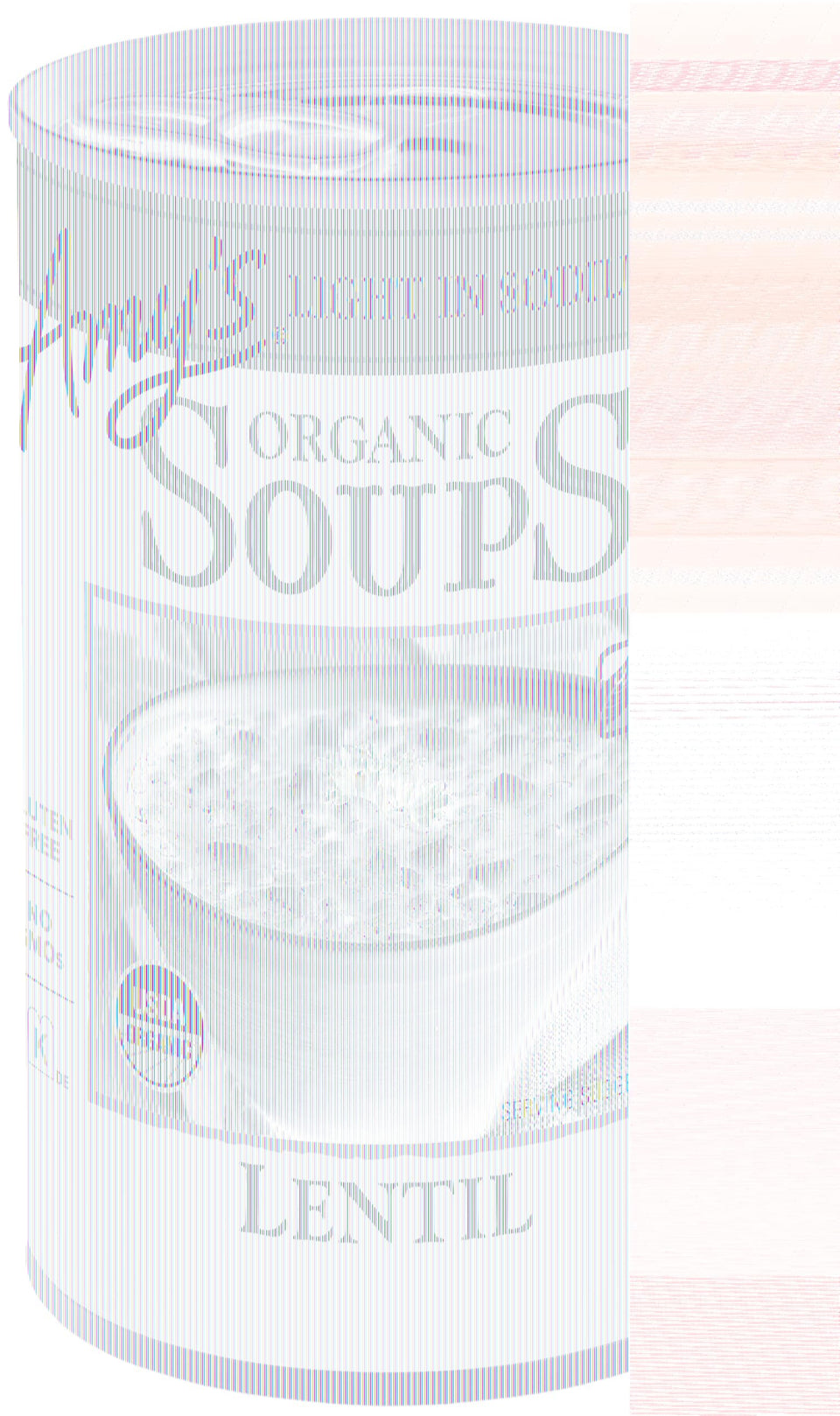 Amy's Organic Lentil Soup can, quick meal option ready in minutes