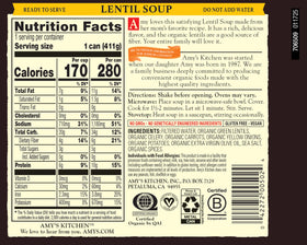 Amy's Organic Lentil Soup family dinner at the table.