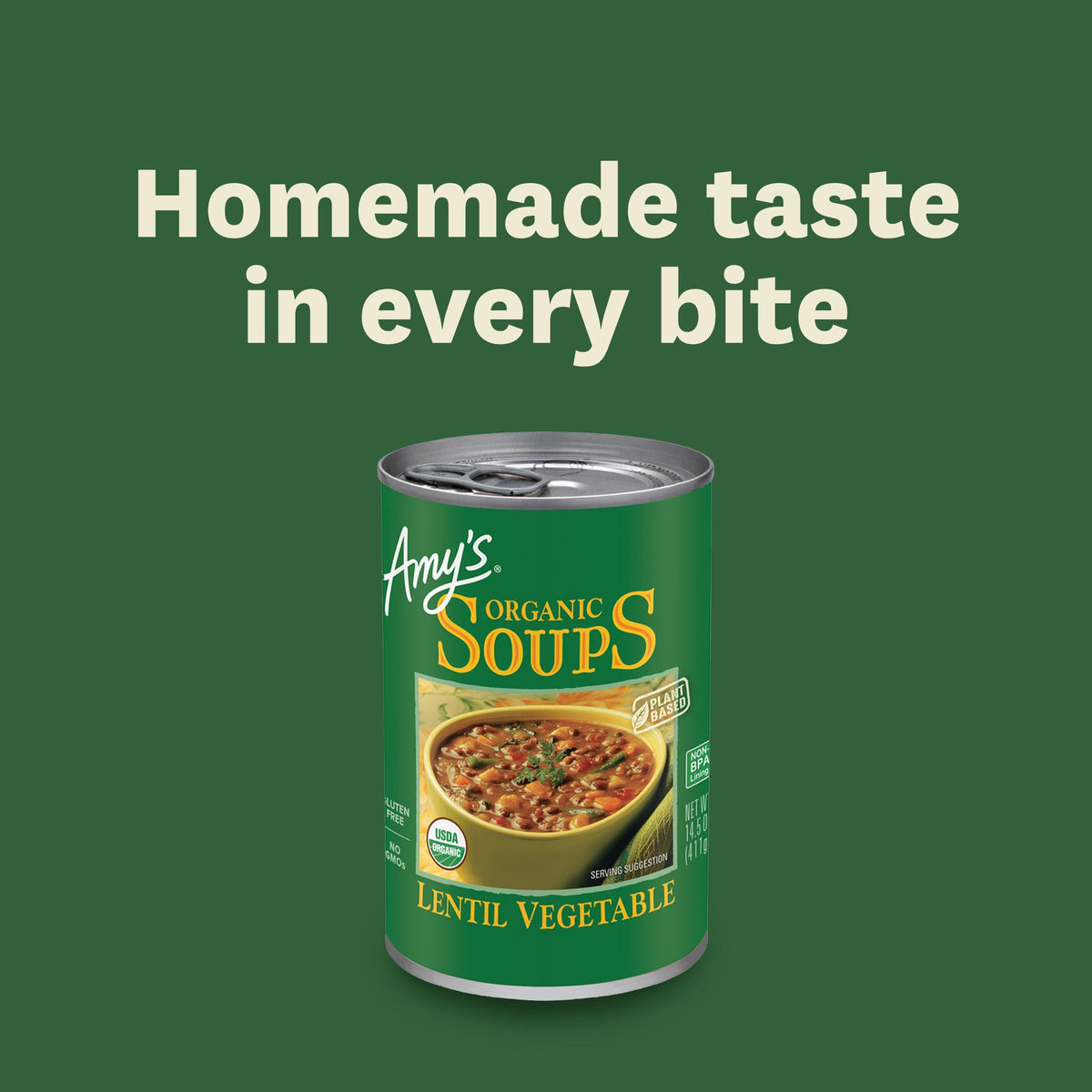 Amy's Lentil Soup microwavable bowl for quick lunches