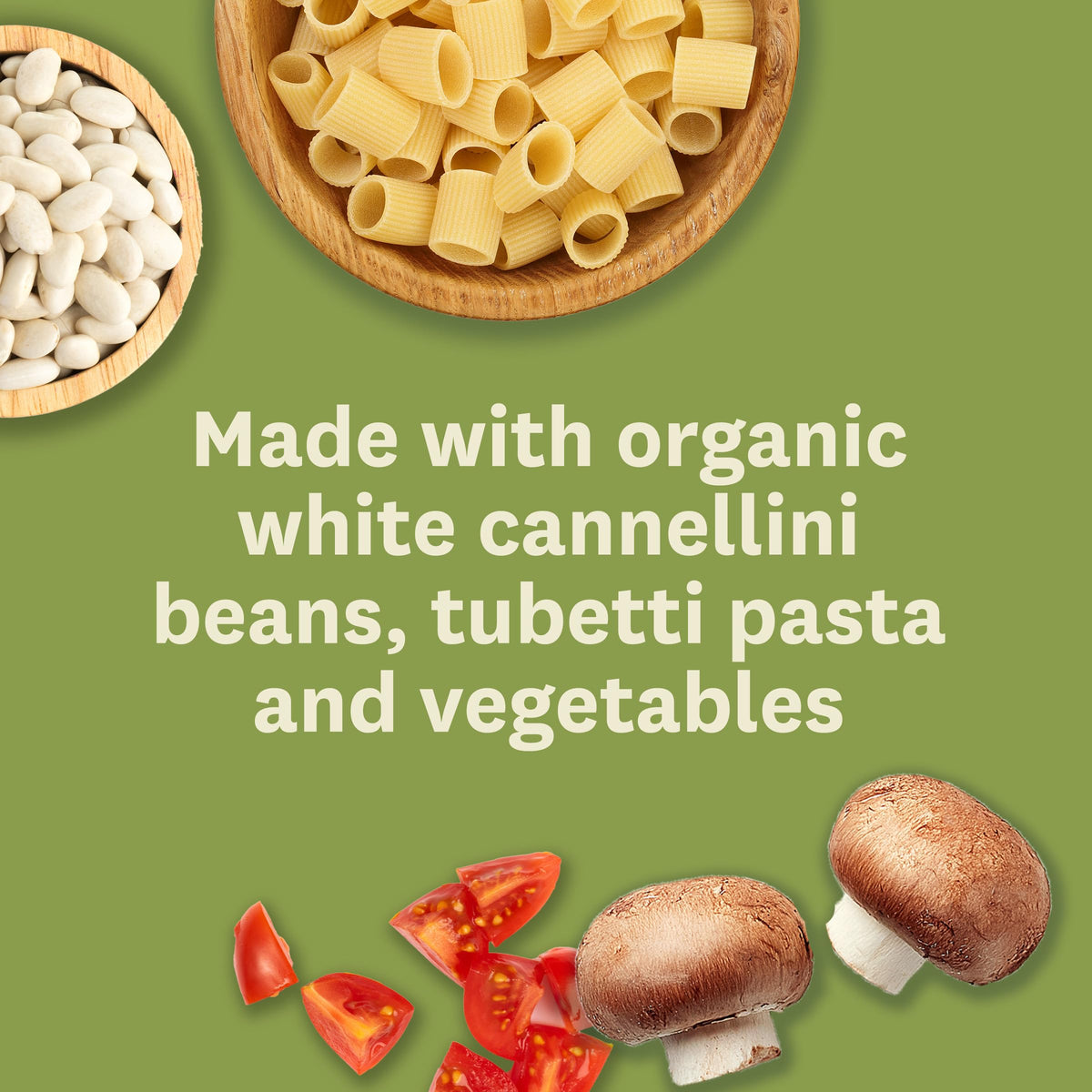 Amy's Organic Pasta Fagioli ingredients panel shows organic vegetables and grains.