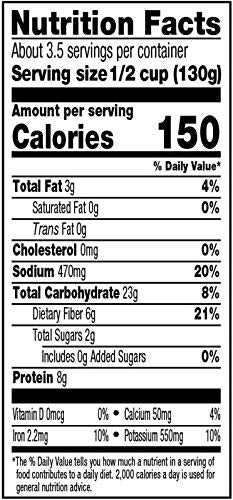 Amy's Organic Refried Beans with Green Chiles packaging highlights protein and nutrition.