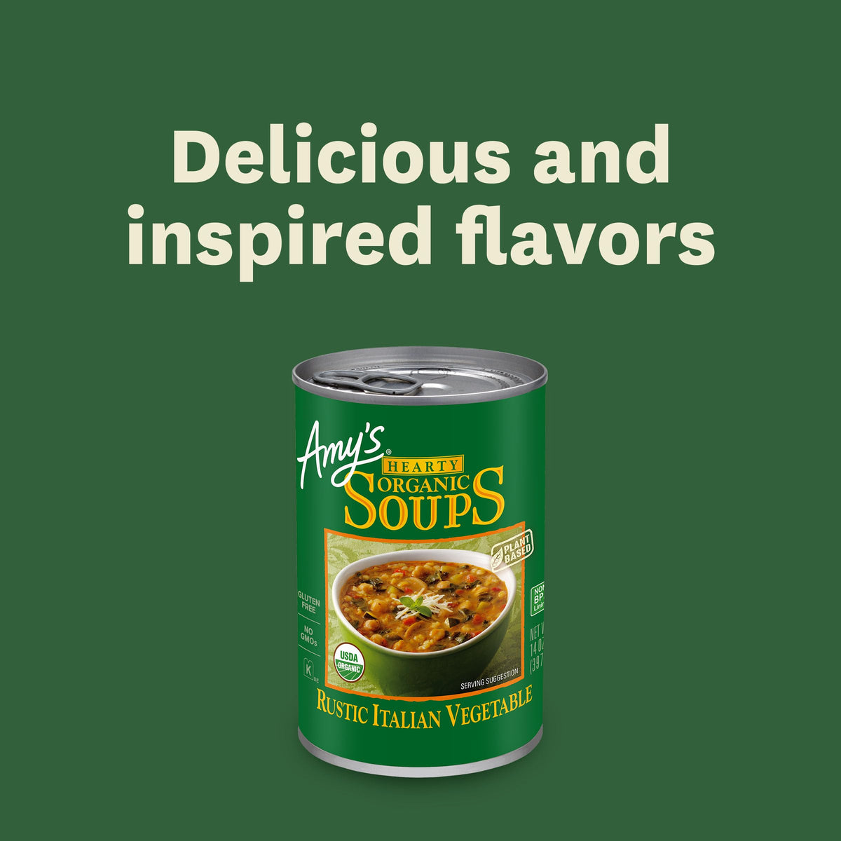 Brown rice and vegetables create a hearty gluten-free serving in Amy's soup