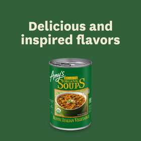 Brown rice and vegetables create a hearty gluten-free serving in Amy's soup