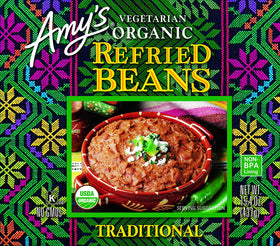 Amy's refried beans microwave-ready, quick heat in minutes.