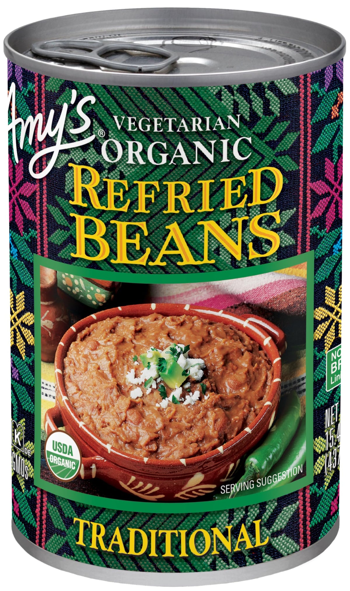 Amy's refried beans pack 12 cans for quick, convenient meals.