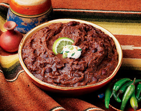 Amy's Refried Black Beans can label highlights organic ingredients and light sodium.