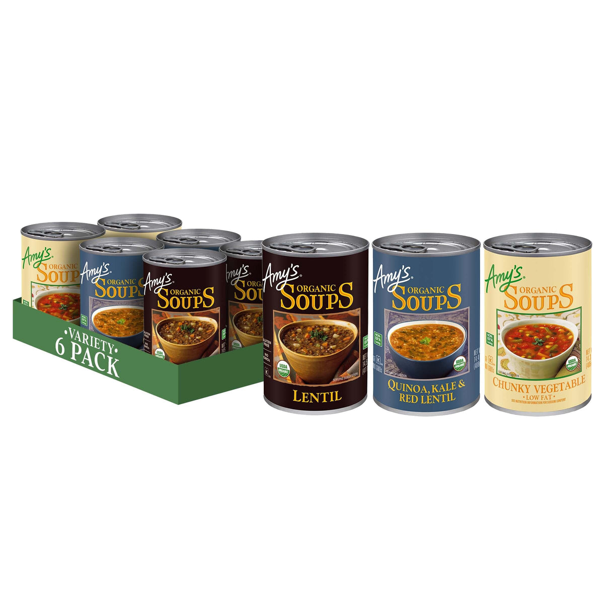 Amy's Soup chunky vegetable can with hearty vegetables for a comforting lunch