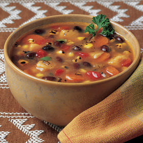 Amy's Soup ingredients image showing black beans and fire-roasted corn for depth.