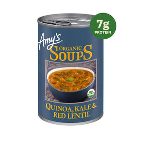 Amy's Soup quinoa kale red lentil can blending grains and greens for a hearty bowl