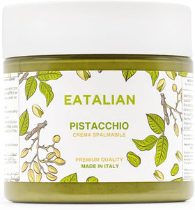AMZ BETTER EATALIAN pistachio cream jar ready for spreading and snacking.