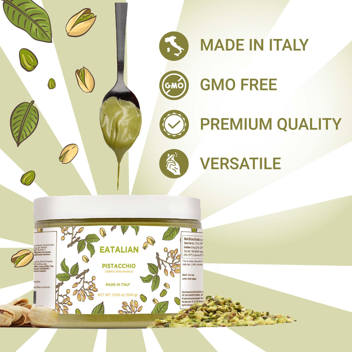 Pistachio cream used as a dessert filling for pastries and cakes