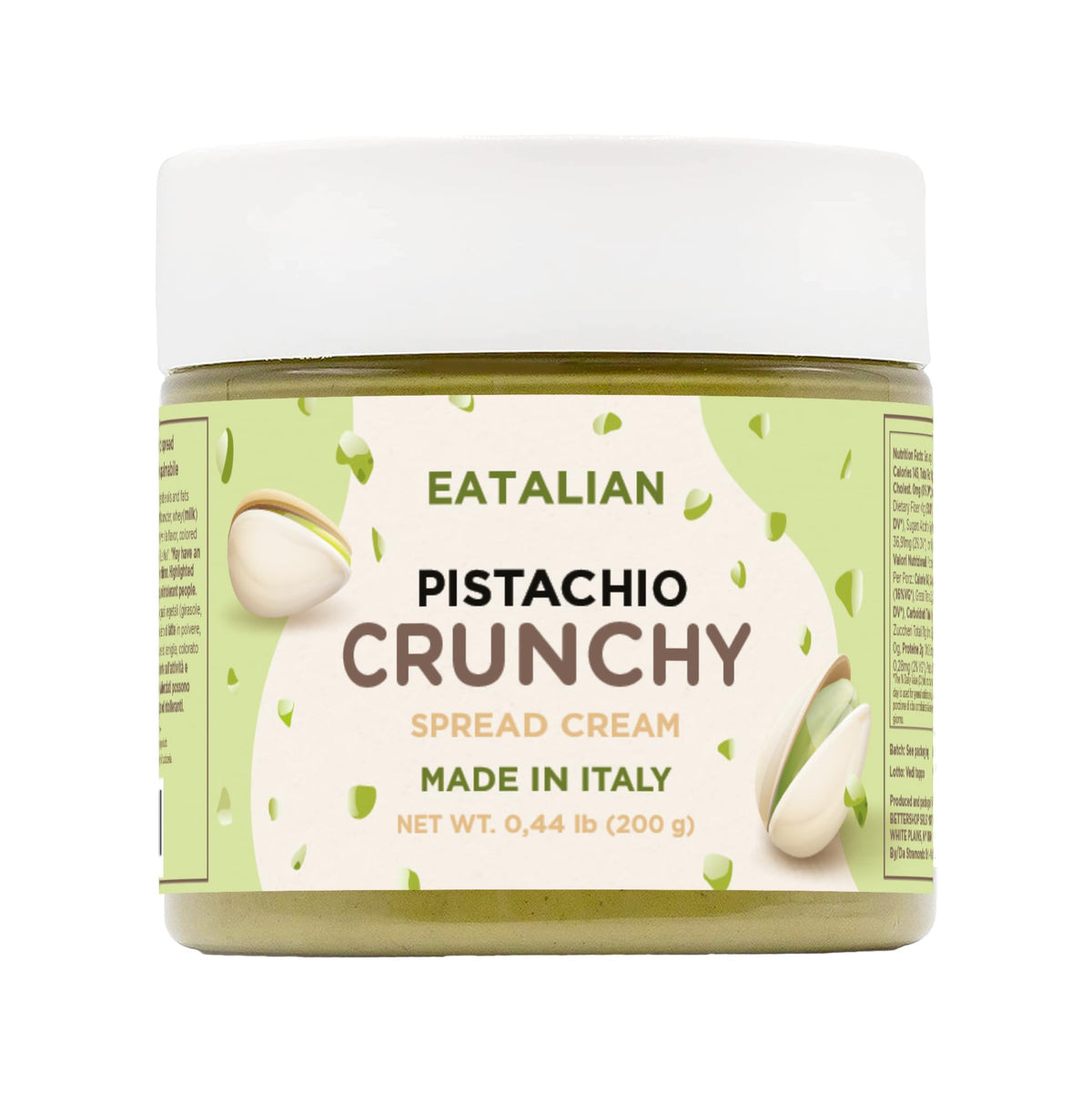 AMZ BETTER EATALIAN pistachio cream jar with crunchy texture, perfect for spreading