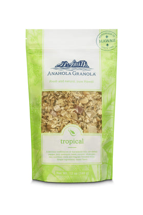 Anahola Granola Tropical packaging for quick on-the-go breakfasts.