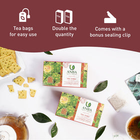 Close-up of ANBA artichoke tea bags showing premium artichokes and flavor-ready aroma.