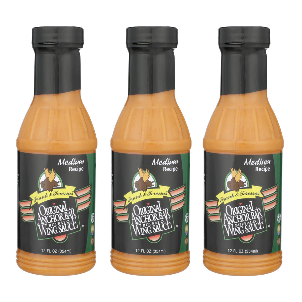 Anchor Bar Original Buffalo Wing Sauce bottle front showing bold home flavor.