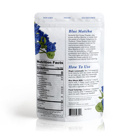 Ancient Choice butterfly pea flower powder jar closeup showing purity