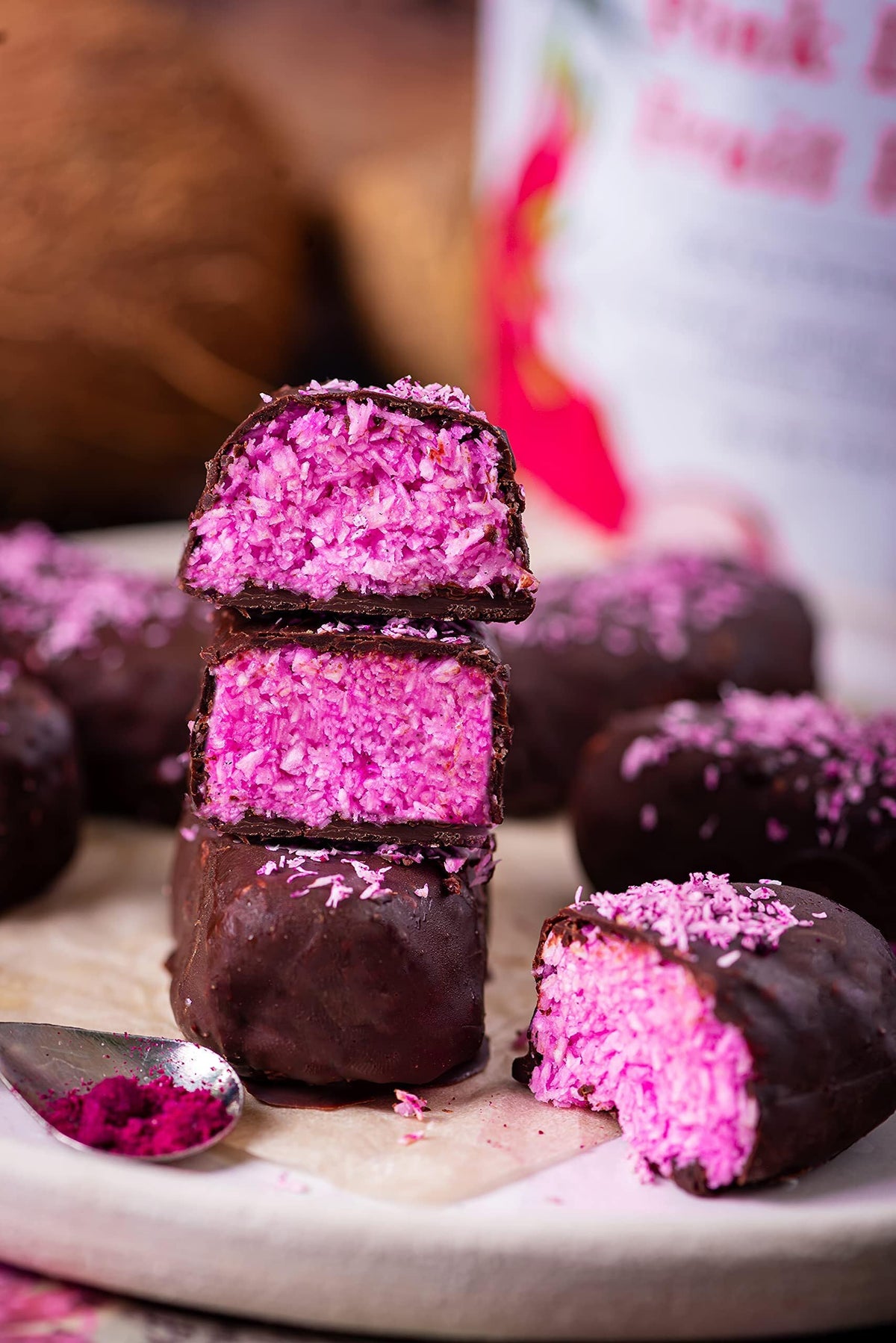 Ancient Choice Dragon Fruit Powder blends into dairy milk for natural color.