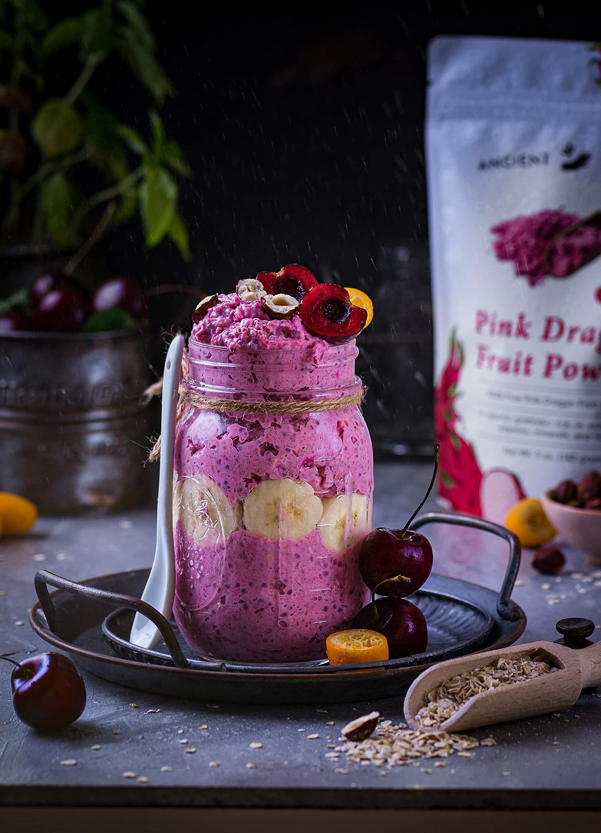 Ancient Choice Dragon Fruit Powder packaging seal signals organic, non-GMO quality.