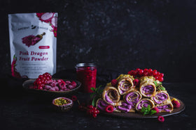 Ancient Choice Pink Dragon Fruit Powder colors baked goods naturally.