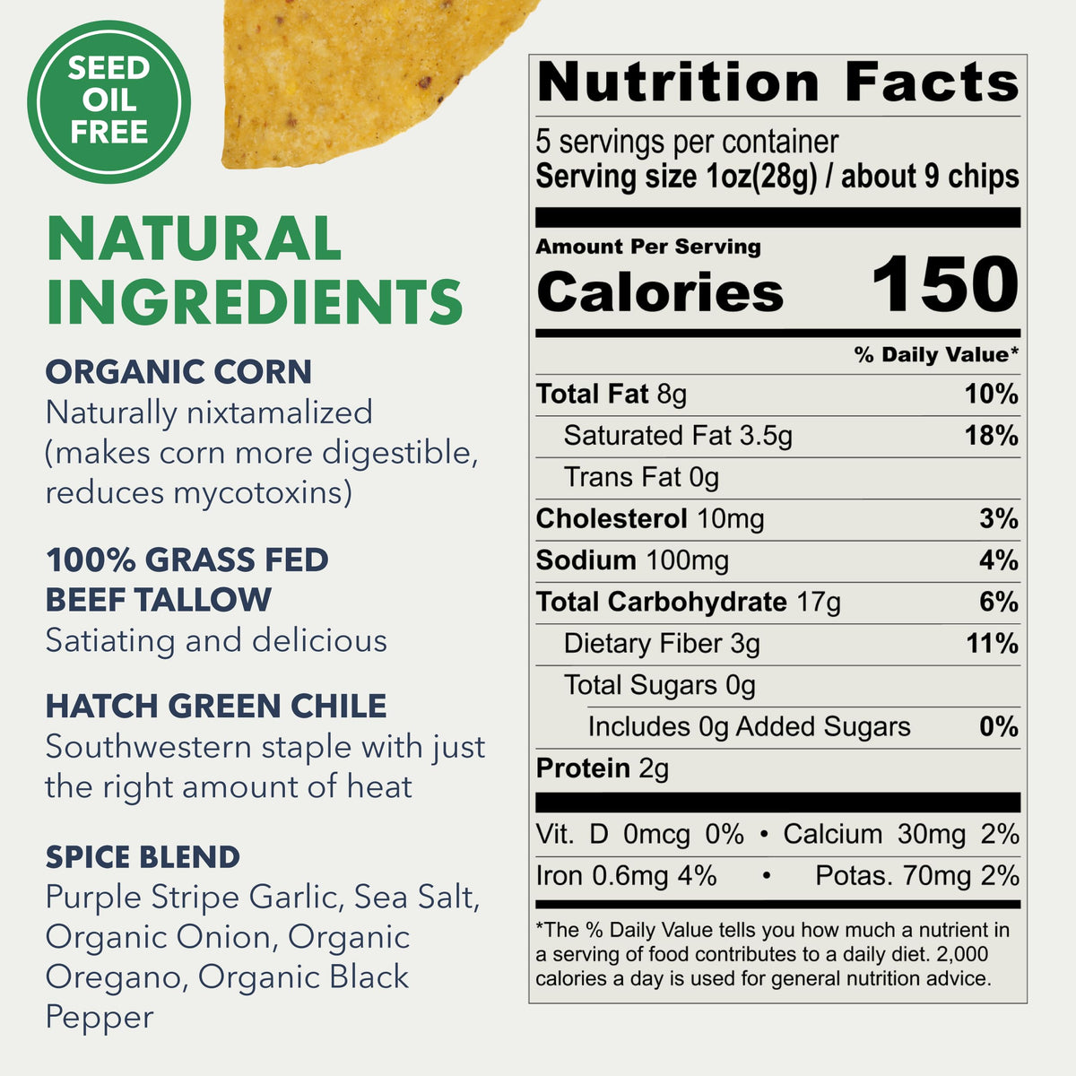Ancient Crunch MASA chips close-up highlighting crisp texture for dips