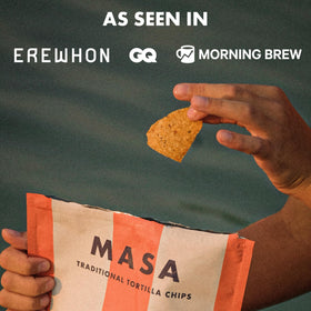 Ancient Crunch MASA chips with sea salt ready to serve