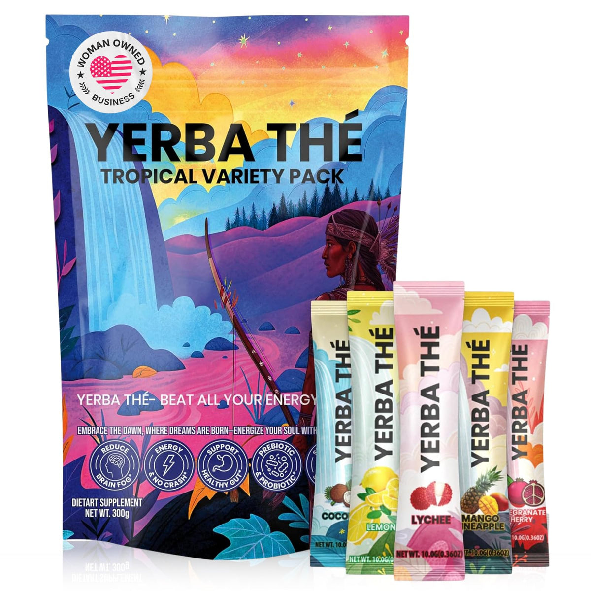 ANCIENT DIOSA Yerba Mate Exotic Mixed Fruit Powder bottle showcases clean energy.