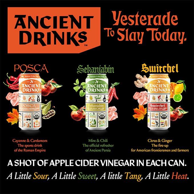 ANCIENT DRINKS Sekanjabin bottle, refreshing balance with herbs and spices.