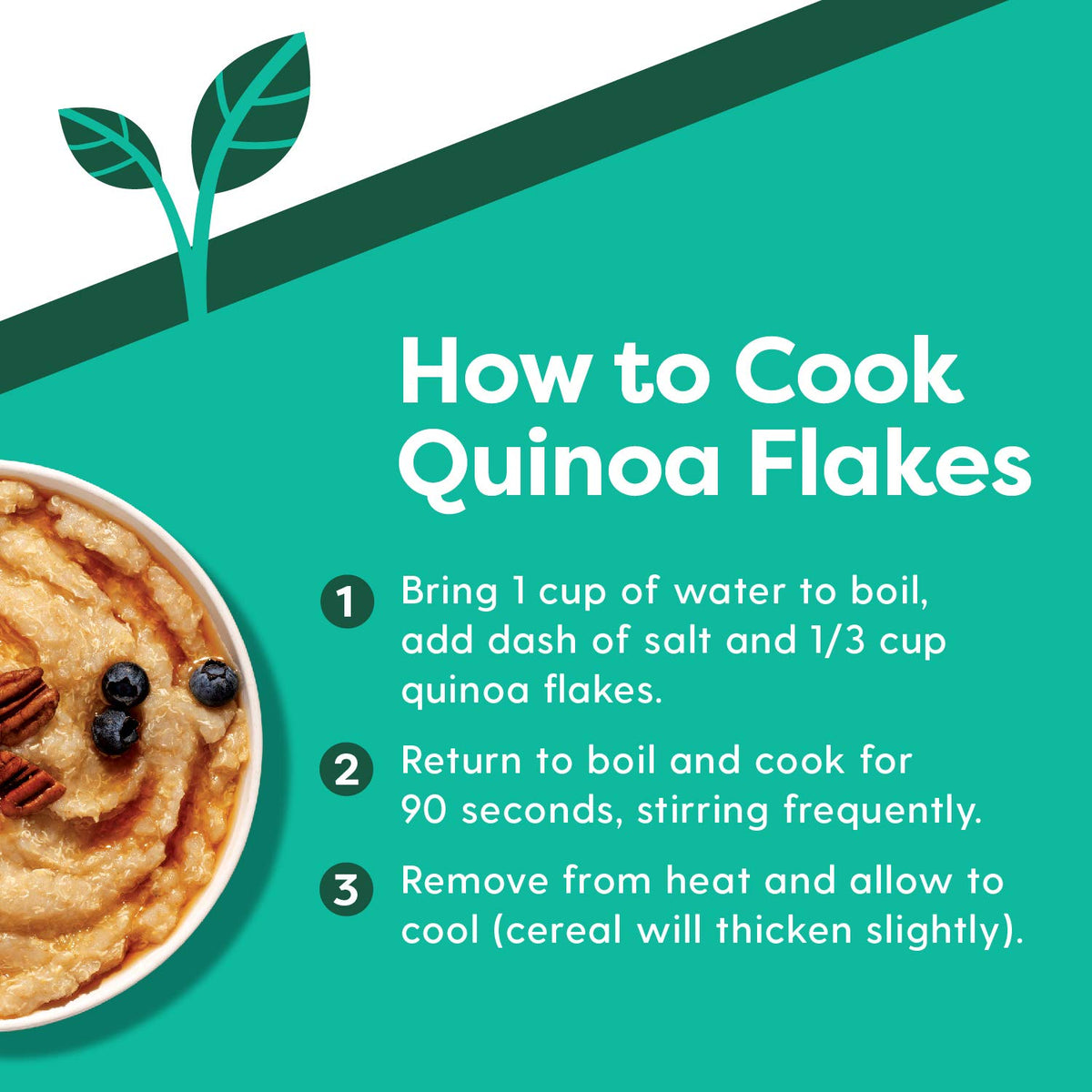 Ancient Harvest quinoa flakes being measured for quick gluten-free meals.