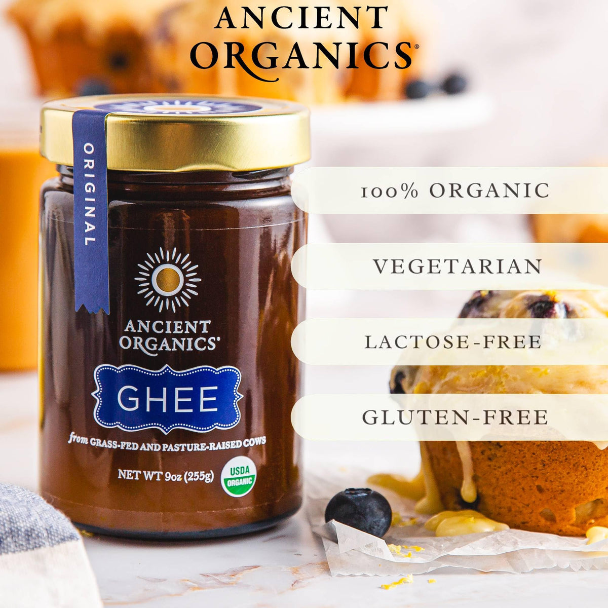 Ancient Organics Ghee from California farm, pasture-raised cows