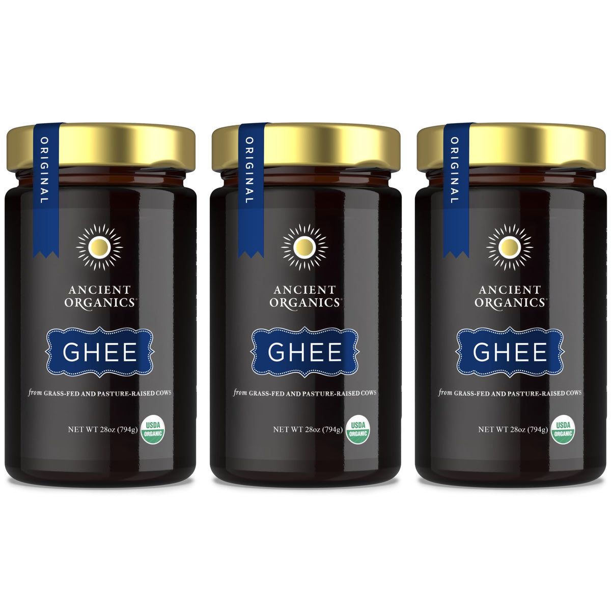 Ancient Organics Ghee pack of 3 jars for versatile cooking