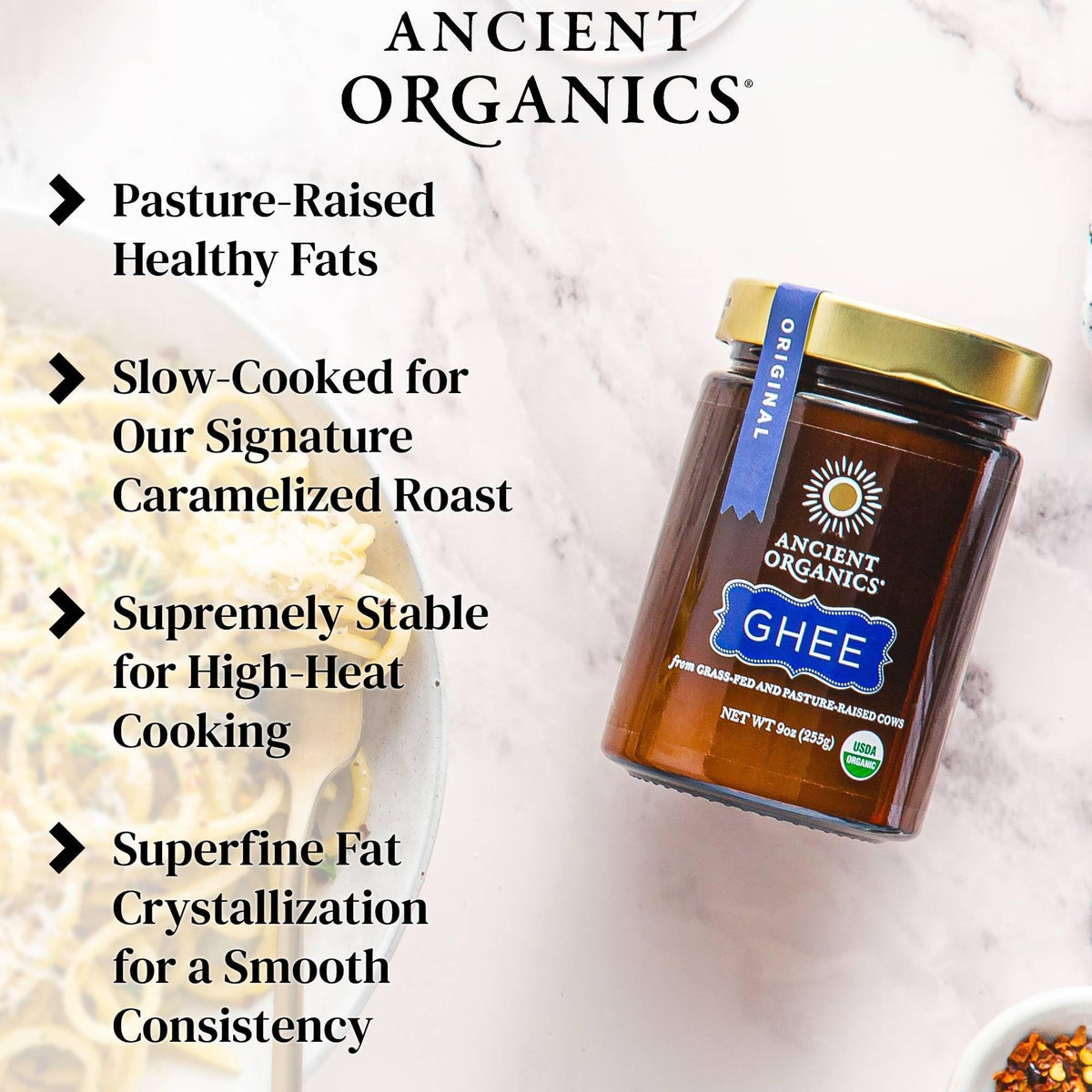 Ancient Organics Ghee pack of three, convenient kitchen staple