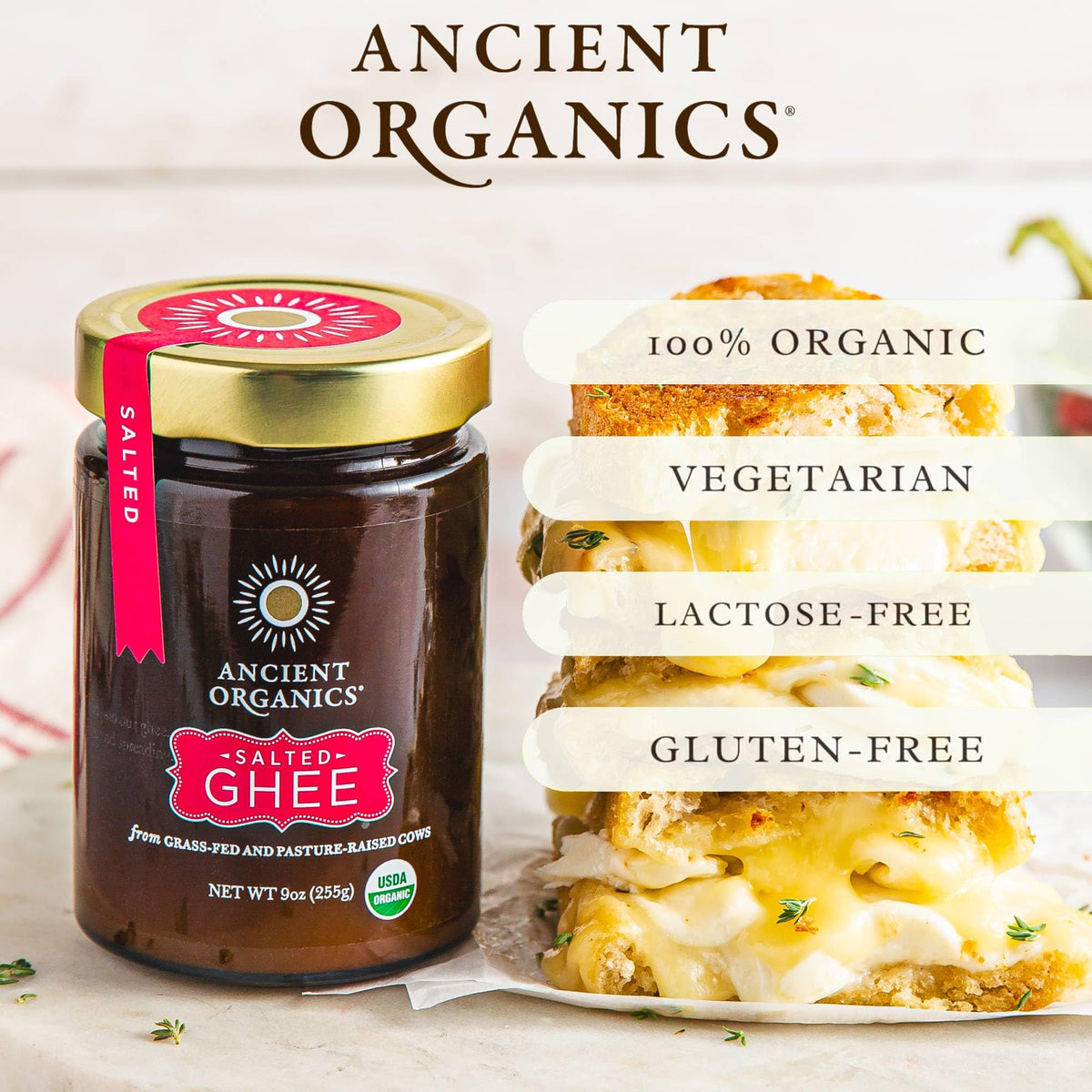 Ancient Organics Salted Ghee pan-cooking example showing rich aroma.