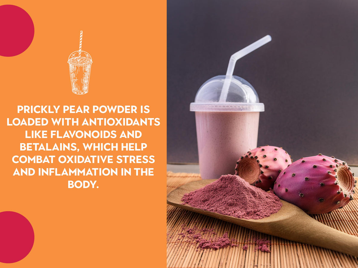 Ancient Roots prickly pear powder kitchen-scene highlights bulk packaging for easy daily use