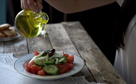 Ancient Foods Keros olive-tree-harvest capture for rustic Greek authenticity.