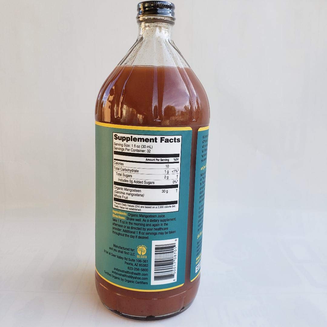 And You Shall Find Health mangosteen juice pour, convenient daily use.