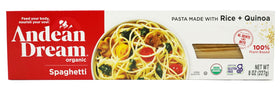 Andean Dream Org spaghetti quinoa pasta gluten free pack shot for gluten free meals