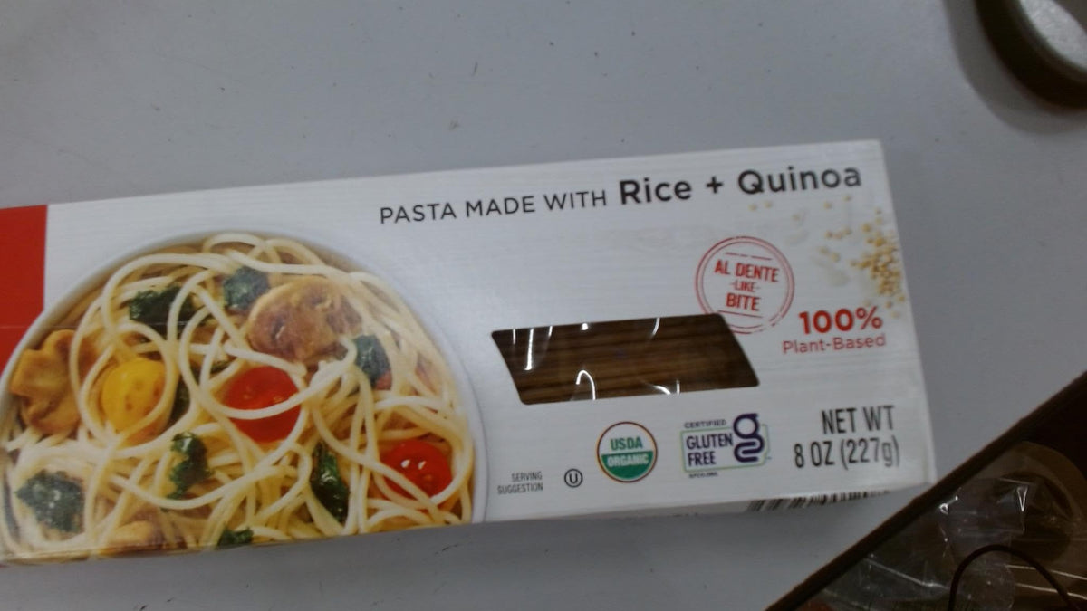 Andean Dream Organic Spaghetti Quinoa Pasta, front of package, ready to cook.
