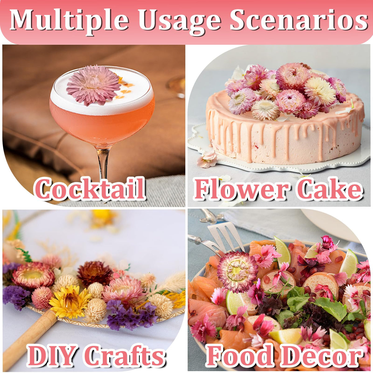Andekas culinary strawflowers ideal for baking, providing elegant, rustic accents on desserts.