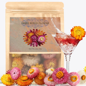 Andekas dried flowers cocktail toppers add edible color and elegance to drinks.