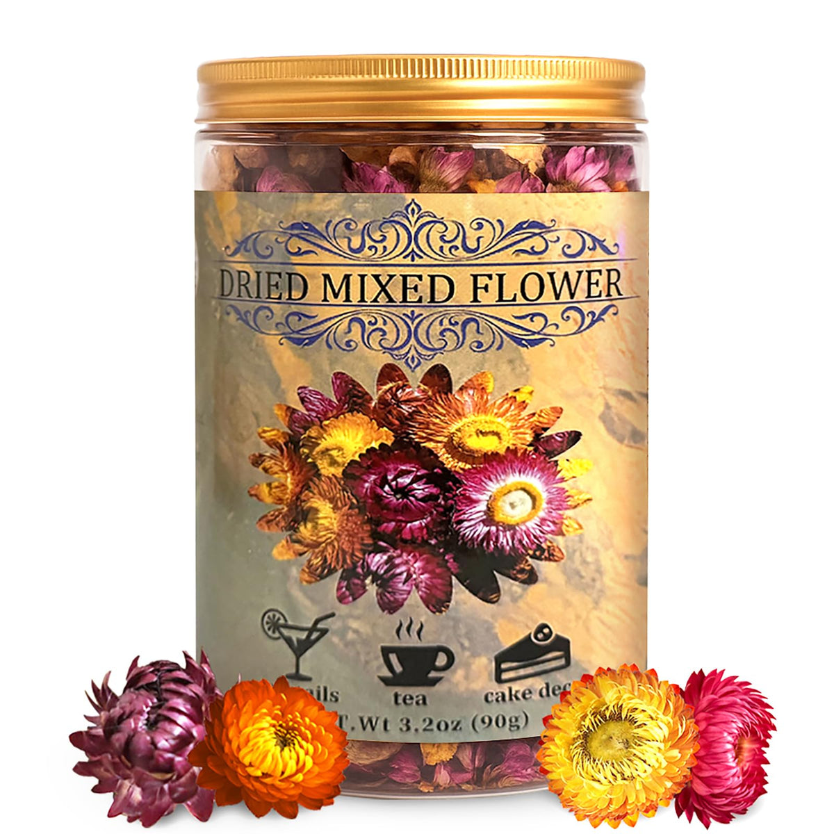 Andekas edible dried flowers handpicked for cake decoration, showcasing vibrant colors and food-grade quality.