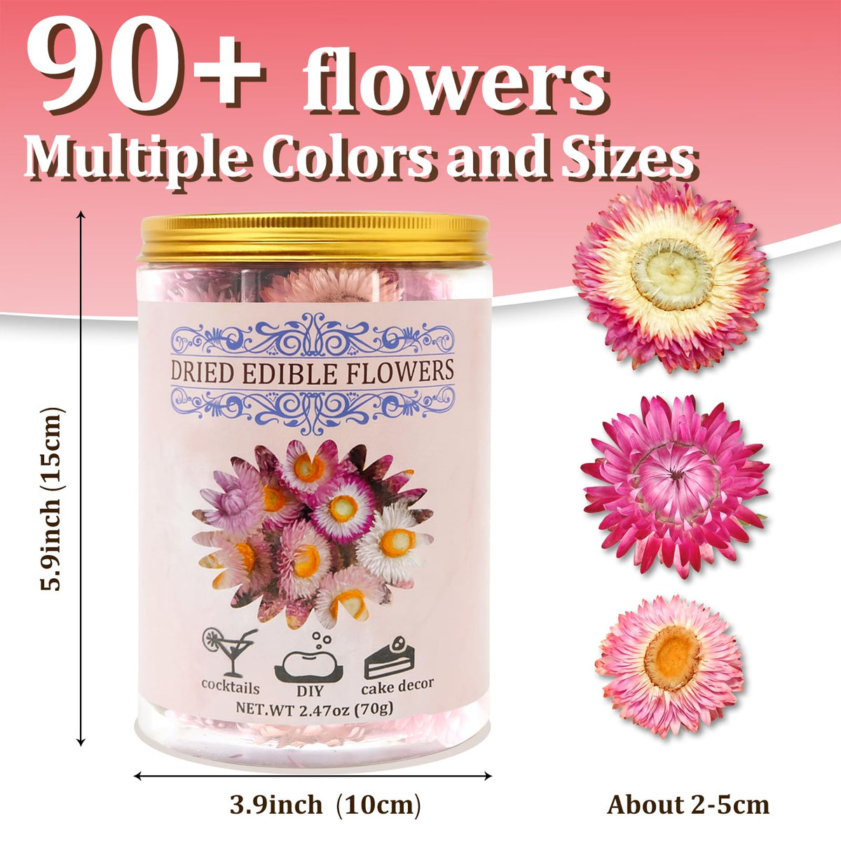 Andekas gift-packaging strawflowers come in reusable jars for premium, gift-ready decorating sets.