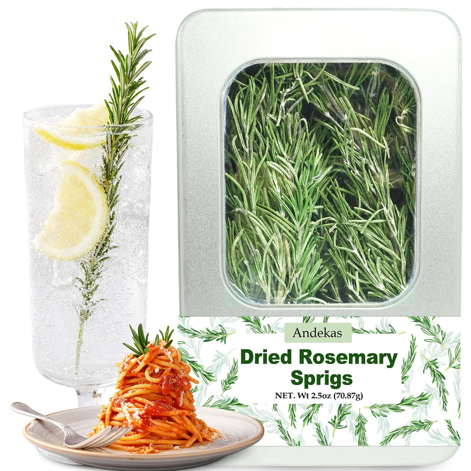 Andekas rosemary 7-inch stems in tin offering bold aroma for cooking