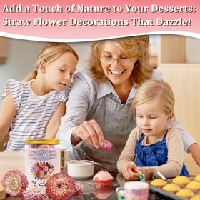 Andekas strawflowers for dessert tables provide rustic elegance and natural color accents.