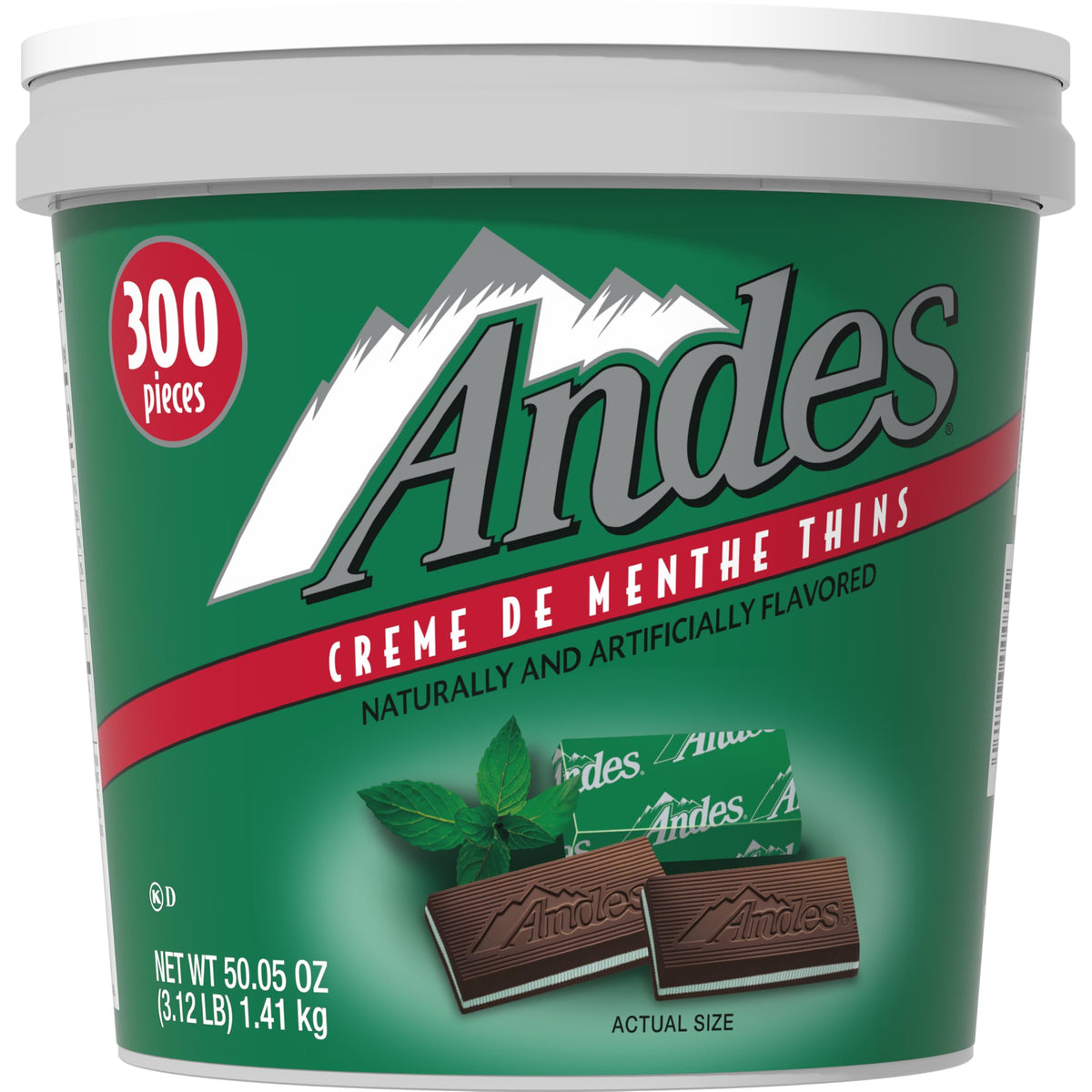 Andes Crème de Menthe Thin Mints foil-wrapped pieces for easy grab-and-go snacking.