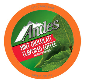 Andes Mints coffee pod box front, ideal gift-ready packaging for chocolate mint lovers.