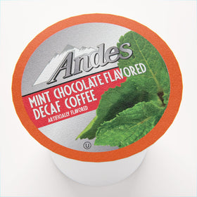 Andes Mints Decaf Coffee Pods brew-ready image, ideal for quick flavorful cups.