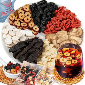 Andonisus Ginseng Mulberry Tea packaging shows premium herbal blend for daily wellness.