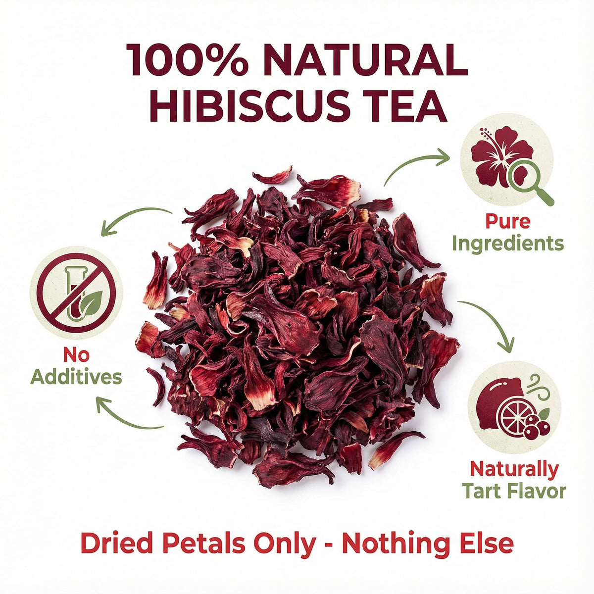 Andonisus Hibiscus Tea brewed in a cup showing tart, refreshing flavor.
