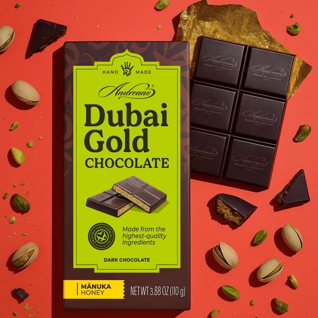 Andreano Dubai Gold Manuka honey bar brings smooth, subtle sweetness.